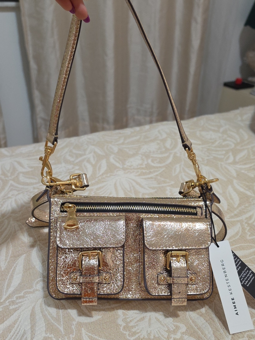 Aimee Kestenberg Metallic Gold Double-Pocket Crossbody